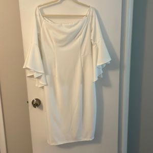 Premier Amour white dress size 16. Very stretchy. Worn once and dry cleaned.